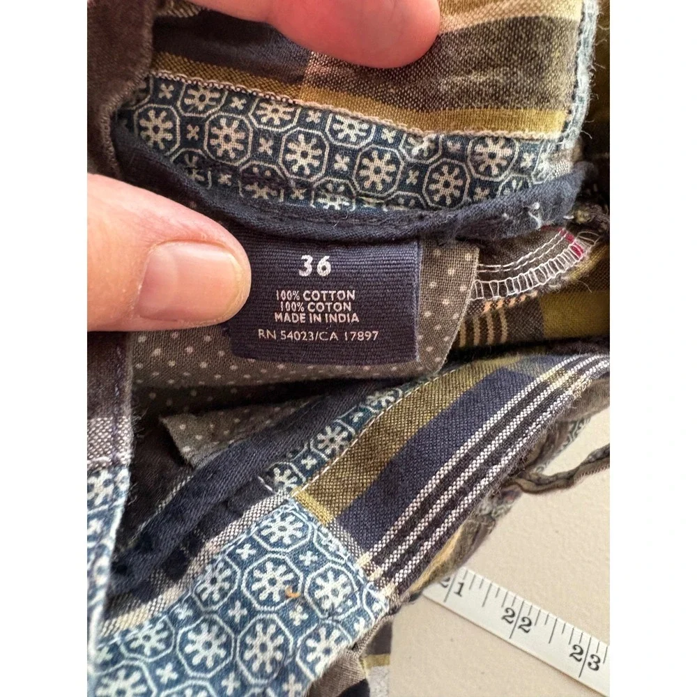 Old Navy Surplus Co Mens 36 Patchwork Plaid Cotton Shorts Olive Navy 555353-04-1